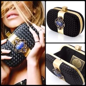 Samantha Wills black evening BOHEMIAN DREAMING CLUTCH in TURQUOISE